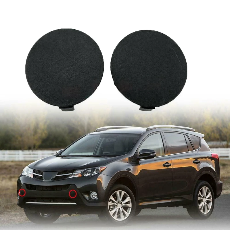 

Pair Front Bumper Tow Hook Cover Cap for 2013 2014 2015 Toyota RAV4 53286-0R050 / 53285-0R060