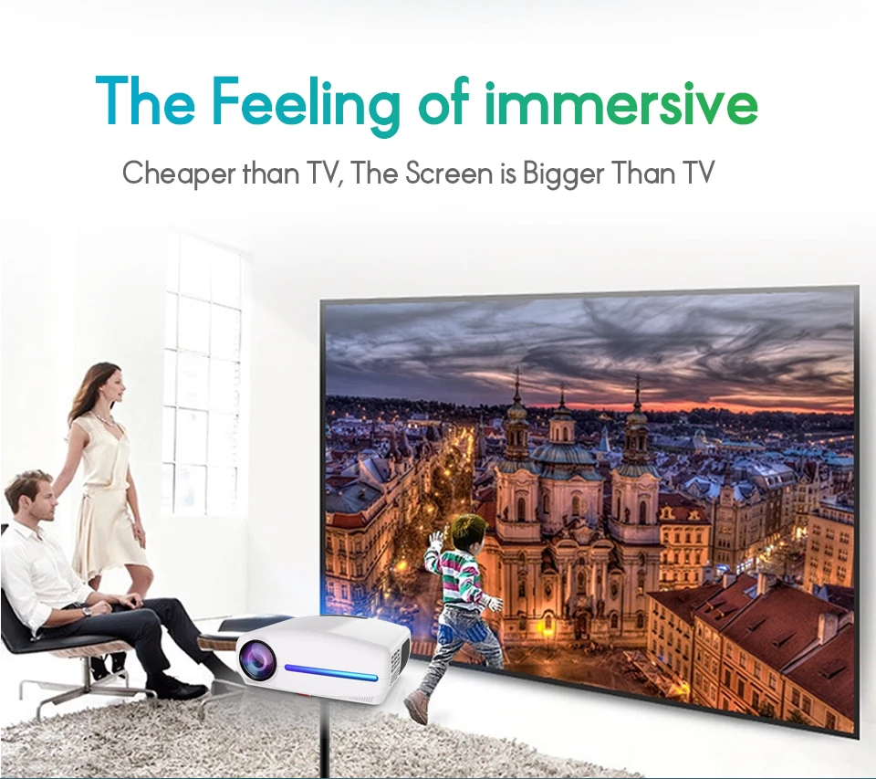 WZATCO C2 1920*1080P Full HD 45 градусов Цифровой keystone светодиодный проектор android 9,0 Wifi дополнительный портативный домашний проектор