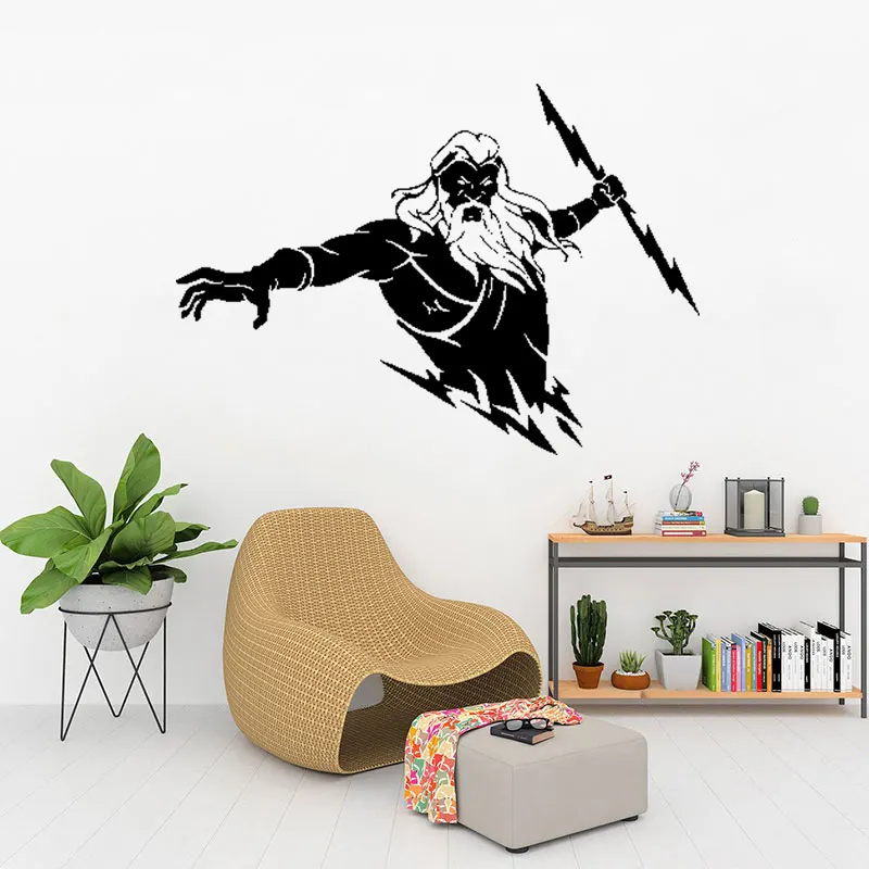 

Vinyl wall decal home decoration boy bedroom wall sticker zeus ancient greek mythology god lightning sticker mural DW12326