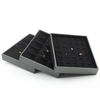 black pu leather jewelry tray organizer storage box jewellery necklace ring earring pendant display stand holder series