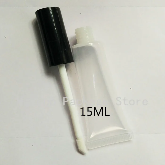 

15ml 100/200pcs Clear Empty Hose Lip Gloss Tube with Black Lid, DIY Plastic Portable Bottles, Cosmetics Container Package Shell
