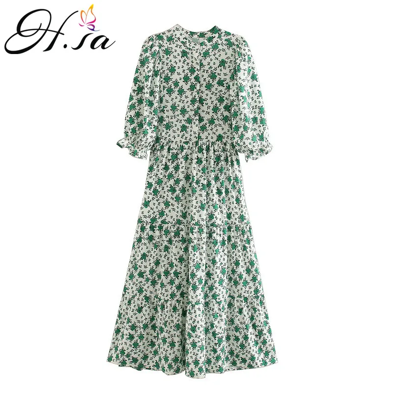 H. SA 2020 Для женщин с длинным рукавом длиной макси платье Высокая Талия Vestidos