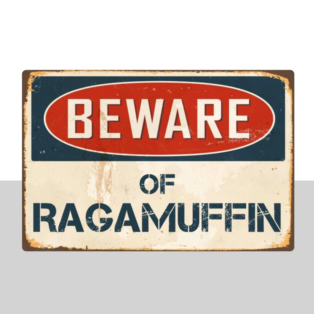 

Beware Of Ragamuffin 8 x 12 Vintage Aluminum Retro Metal Sign Metal Decor