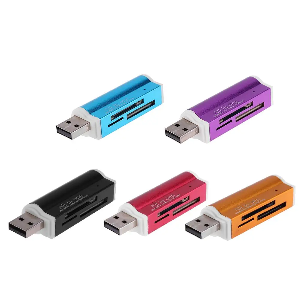 

1 шт. 4 в 1 USB2.0 устройство для чтения карт памяти алюминиевый сплав мульти слот устройство для чтения карт памяти для SD/SDHC/Mini SD/MMC/TF карты