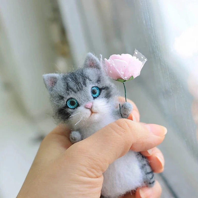 Сделай Сам Шерсть Войлок наборы кошка незаконченная плюшевая кукла какающая