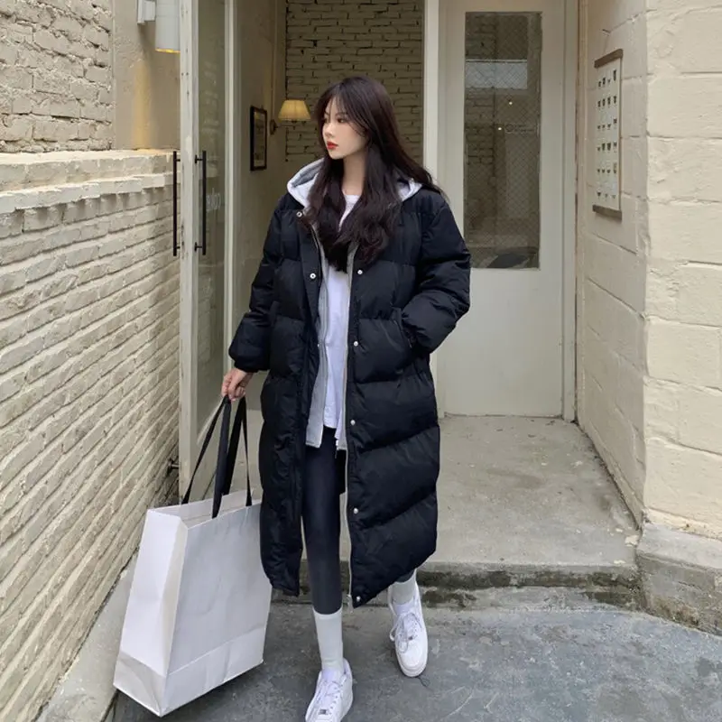 Fitaylor/Зимний хлопковый белый пуховик с капюшоном Длинный теплый на 90% белом утином