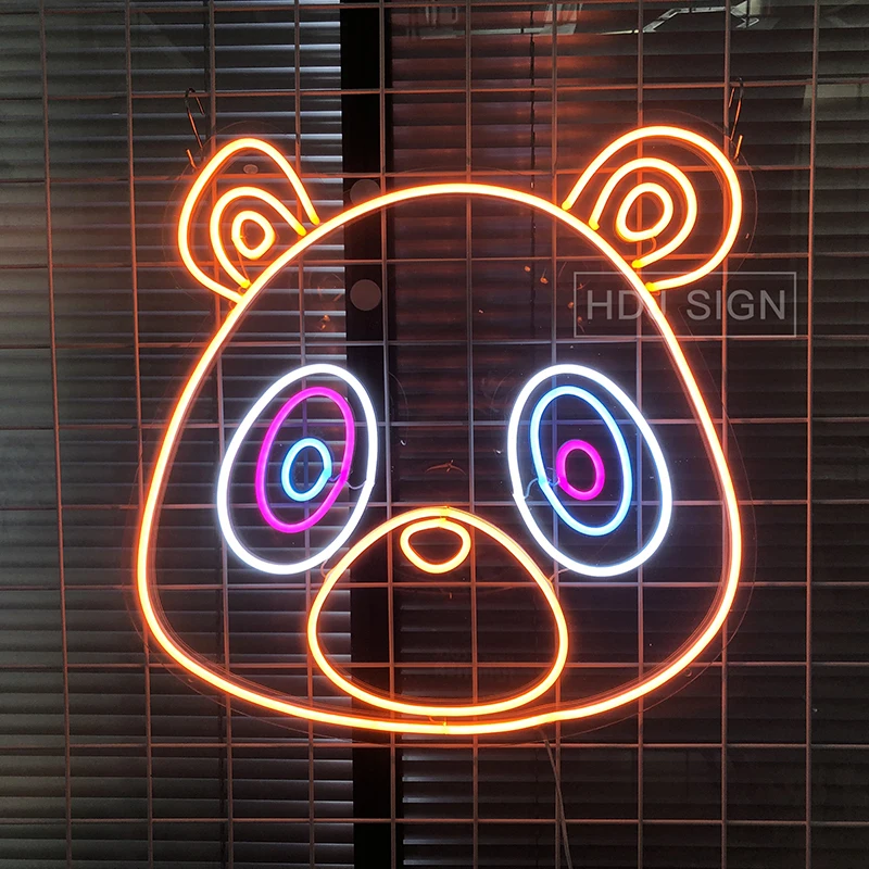 

Kanye West Custom Bear Neon Sign Personality Logo Pattern Led Room Wall Decor For Bar Birthday Party Neon Light Decortions