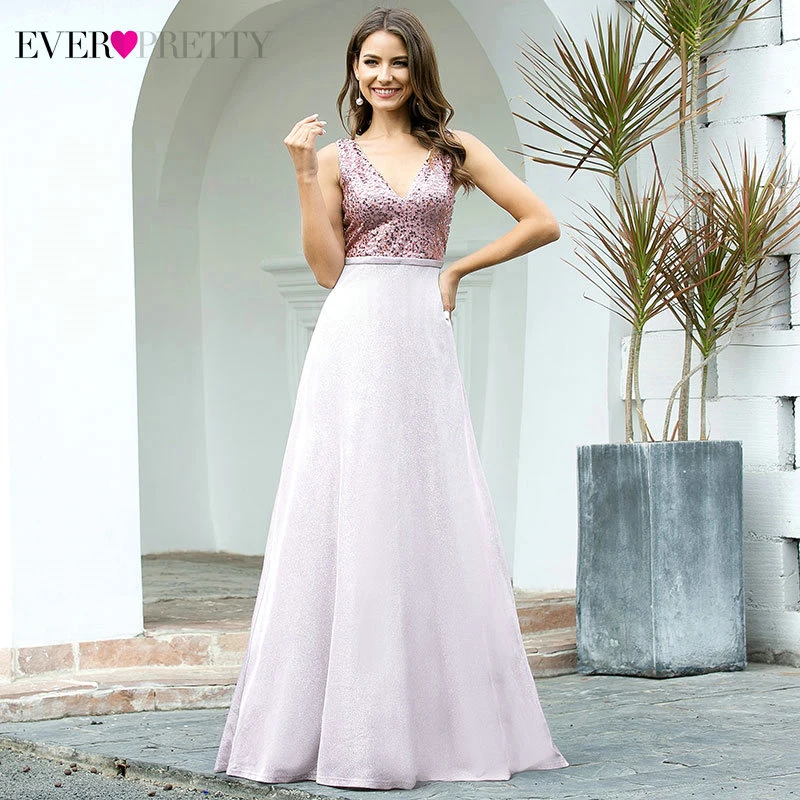 Женское вечернее платье с блестками Ever Pretty пыльное розовое блестящее