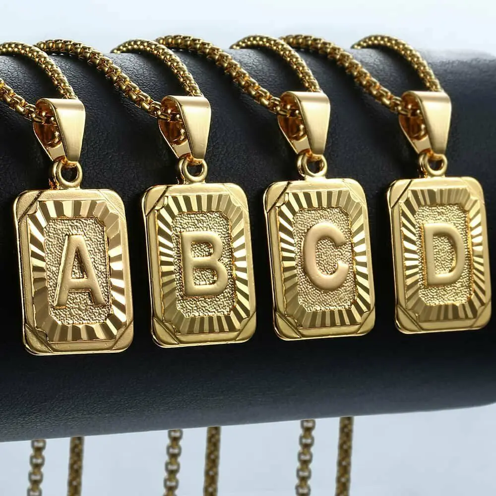 

Initial Letter Pendant Name Necklace Gold Color Letter A-Z J K Choker For Women Men Collars Best Friends Jewelry Clavicle Chain