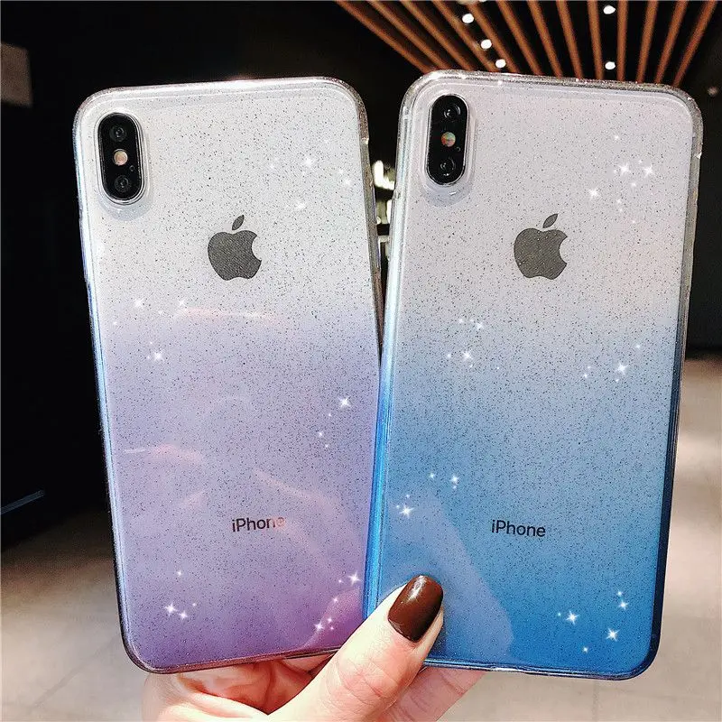 Блестящий градиентный цветной чехол для телефона iPhone 11 Pro X XR XS Max 7 8 Plus 6 6S Coque