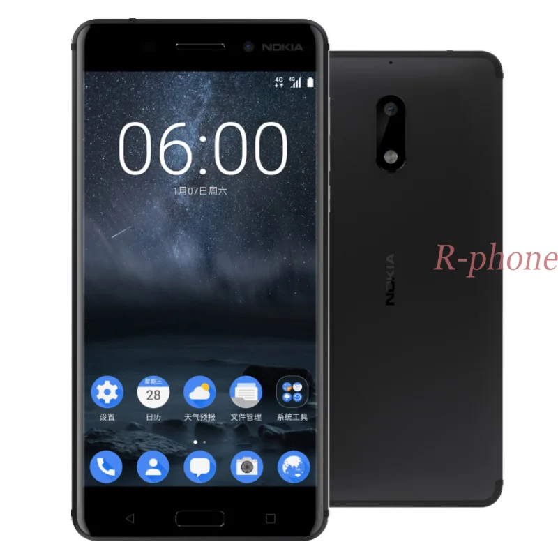 Разблокированный Мобильный телефон Nokia 6 LTE 4G 16 Мп, Android 7, четыре ядра, 5,5 дюймов, отпечаток пальца, 4 Гб ram, 32 ГБ rom, Восстановленный телефон Nokia6