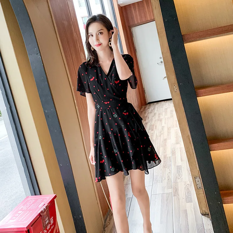 

2021 Women Summer V Neck Vintage Boho Long Maxi Chiffon Dress Beach Dress best quality