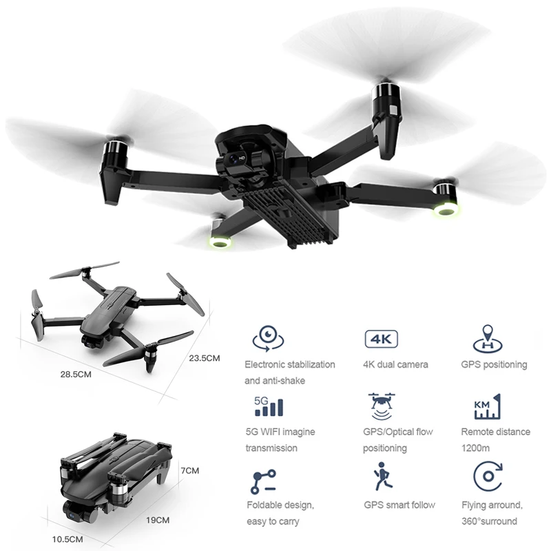 

B6SE 4K PRO GPS Drone Camera 3-Axis Gimbal Brushless FPV RC Quadcopter EIS 5G Wifi 1.2KM 25mins Flight GPS Helicopter Drone