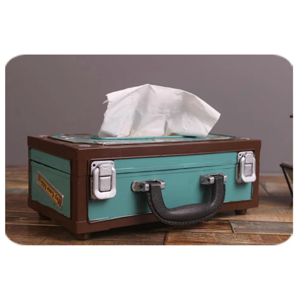 

Retro Box Shape Tissue Box Napkin Storage Container Paper Towel Holder for Home Bar Office