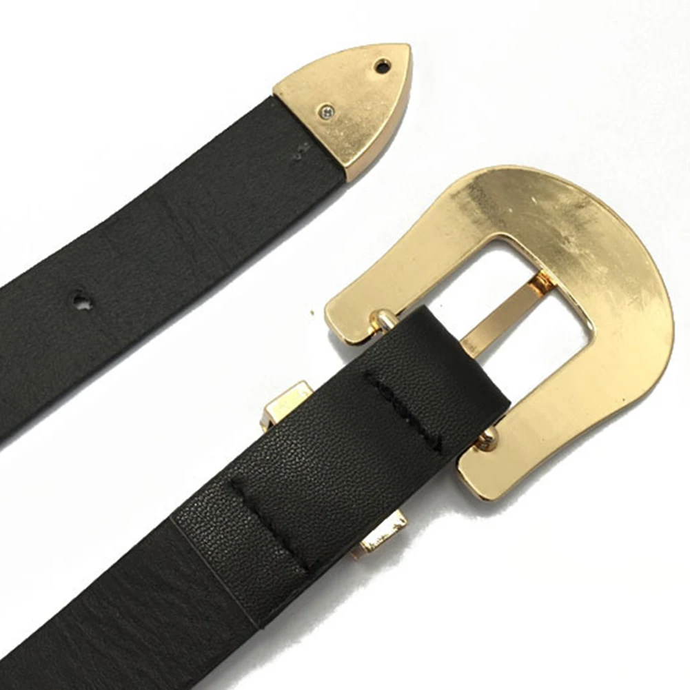 

1Pcs Fashion Women's Vintage Faux Leather Belts PU Black Waist Band Metal Buckle Waist Belt Dress Apparel Accessories Hot Sale