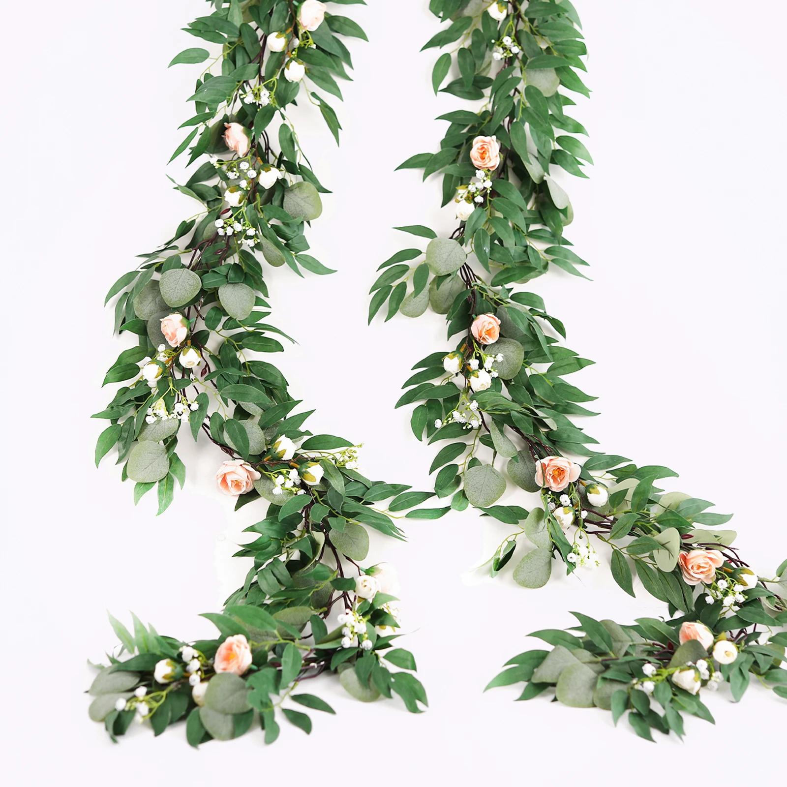 

PARTY JOY Eucalyptus Willow Leaves Vines Artificial Flowers Rose Garland for Wedding Arch Greenery Backdrop Doorways Table Decor