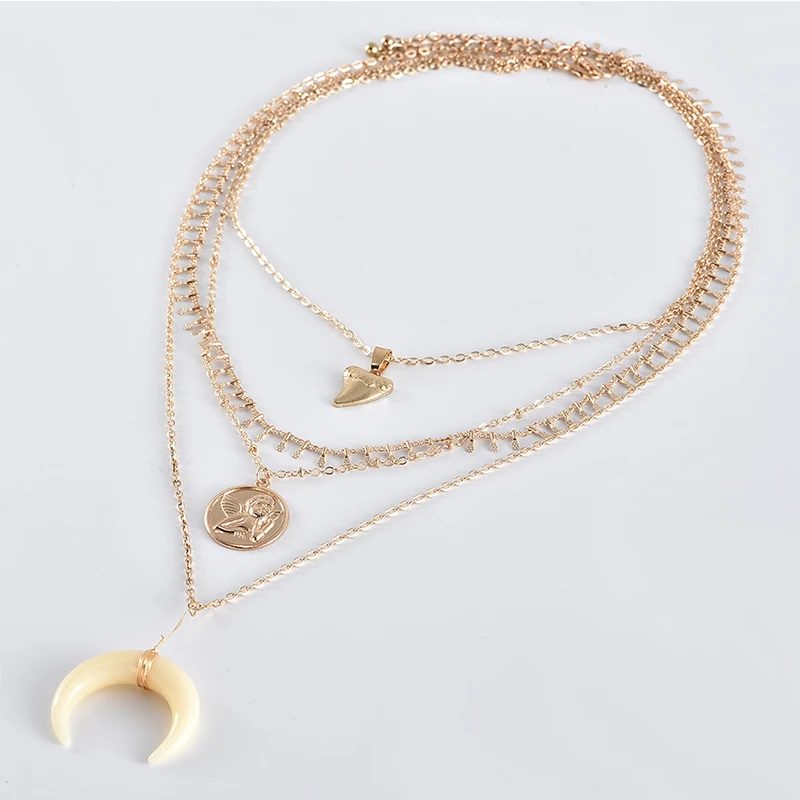 4 шт./компл. романтичные женские ожерелья подвеска в форме сердца Купидона Луны