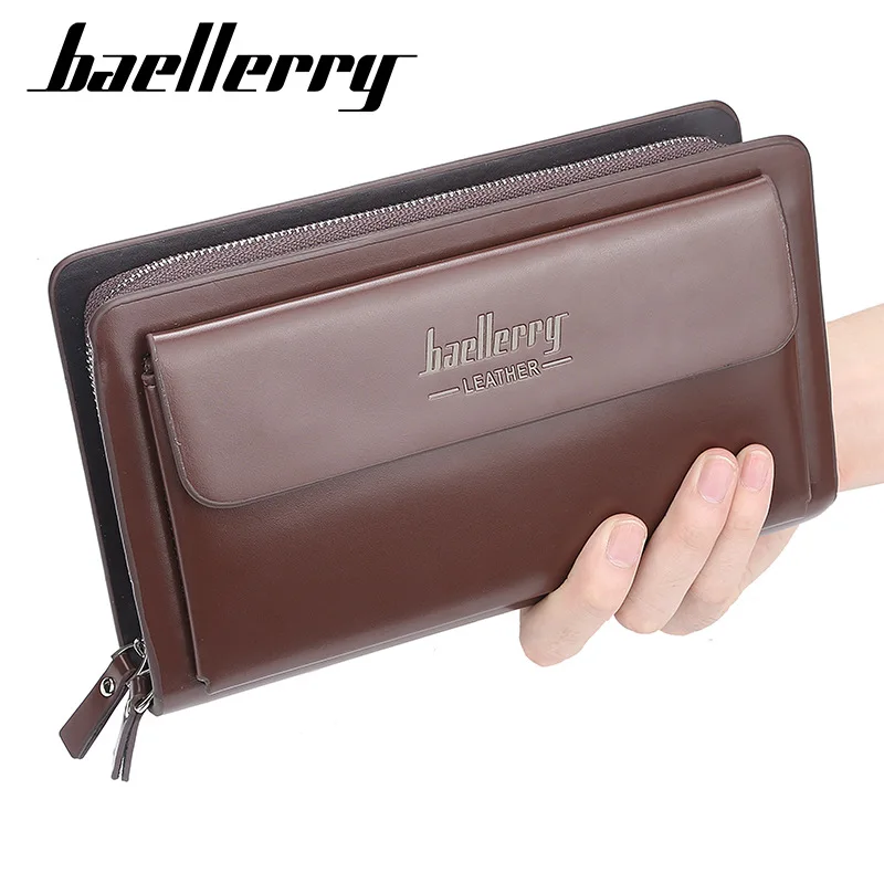 Baellerry Высокое качество Мужские клатчи кошельки большого объема кошельки для деловых людей карман для сотового телефона кармашек для идентификационной Карты бумажник для мужчин