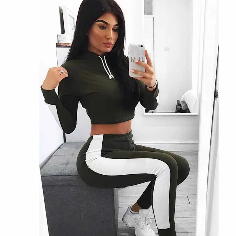 Осенняя одежда комплект из двух предметов с капюшоном 2020 укороченный топ и штаны