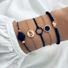 Комплект браслетов-цепочек из черной веревки ручной работы для женщин, изящный браслет с круглой картой в стиле бохо, Подарочная бижутерия, 2021
