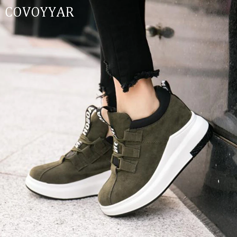 Женские парусиновые кроссовки covoyar черные повседневные из флока на платформе со