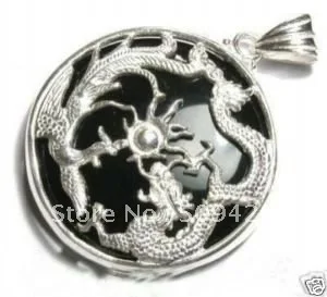 Бесплатная доставка&gt черный нефрит Серебряный Дракон Ожерелье Феникса|Шармы| |