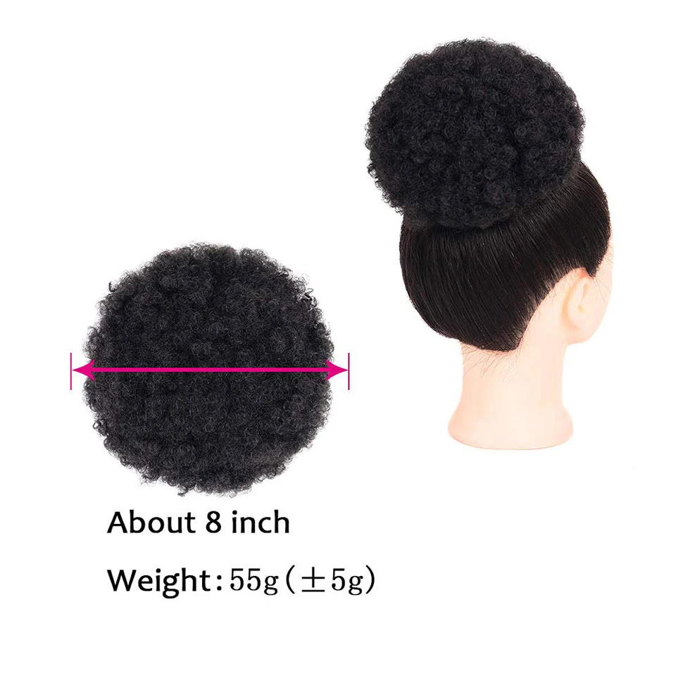AILIADE 8" Short Puff Hair Bun Synthetic Afro Kinky Curly Drawstring Ponytail High Temperature Clip in Extension | Шиньоны и парики