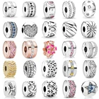 Зажим Горячая Распродажа пробы из серебра 925 пробы с фианитом любовь, сердце, звезды пробы, для браслета Пандоры, серебро 925 пробы