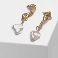 amorita boutique irregular asymmetrical design for stylish pearl drop earrings