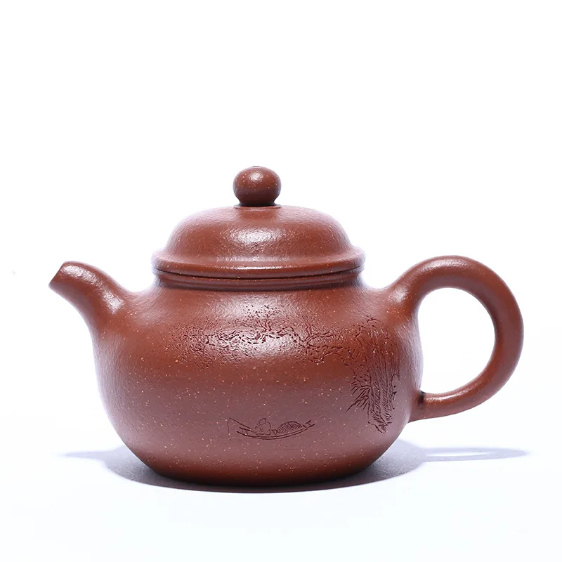 

Yixing original mine purple clay pot, famous hand-made downhill clay pine shadow lotus seed pot travel tea set