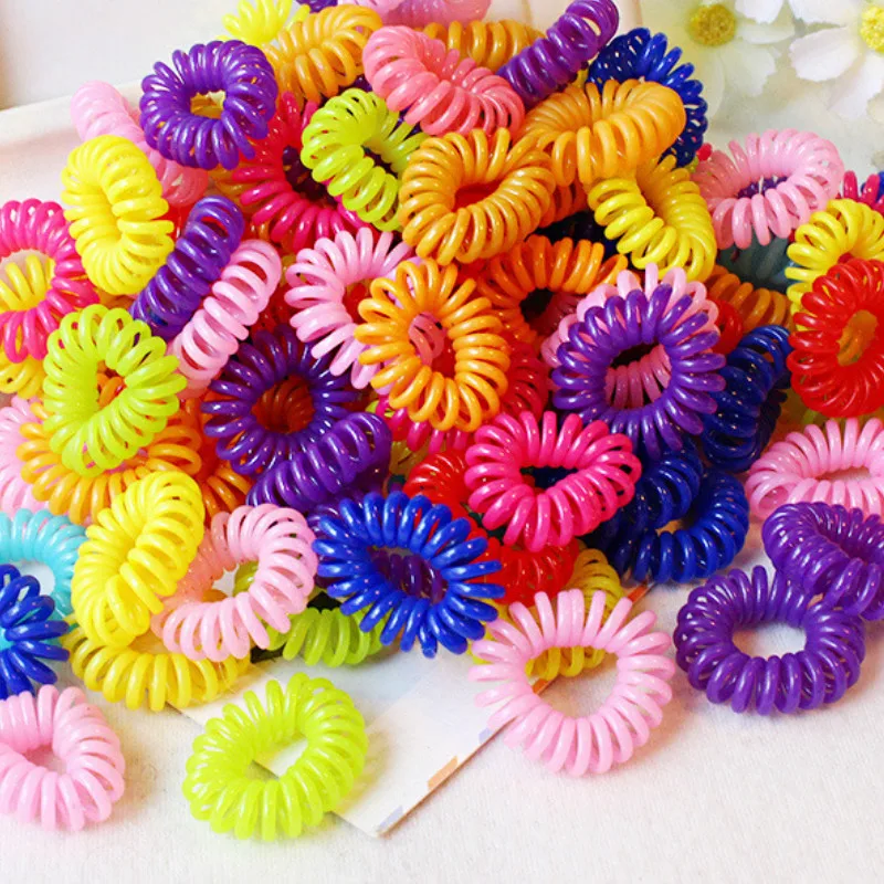 

10PCS/lot Girls Colorful Elastic Hair Bands Fashion Small Telephone Line Hair Ropes Kid Ponytail Holder Tie Gum Hair Accessories
