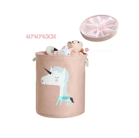 40x45cm(with lid) Высококачественная Складная Брезентовая корзина для грязной одежды из мультфильма, ведро для хранения детских игрушек, покрывало и коробка для хранения журналов, Органайзер - Цвет: 40x45cm(with lid)