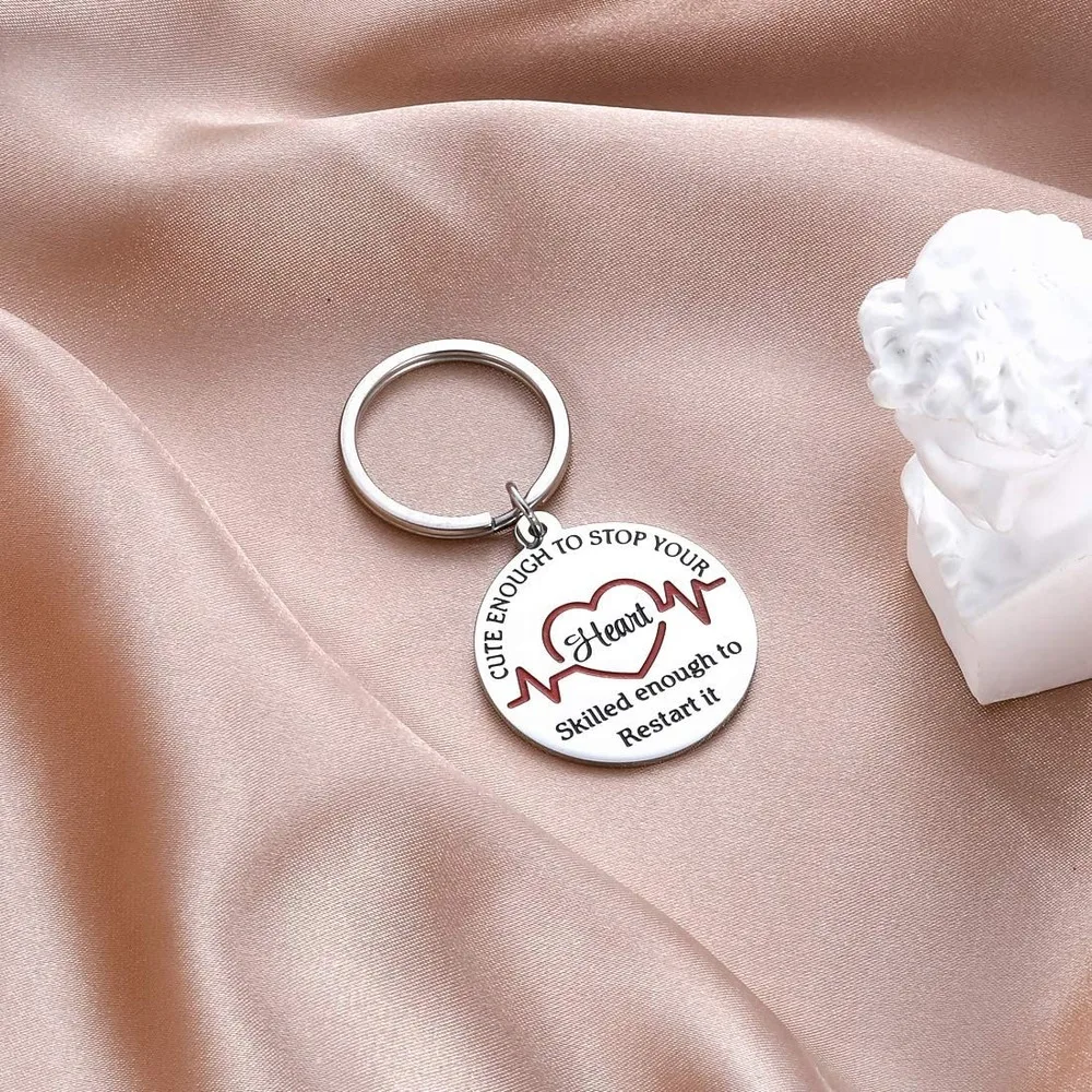 Nurse Gift Idea Keychain for Women Men Nursing Day Weeks Cute Enough to Stop Your Heart Practitioner Students | Украшения и