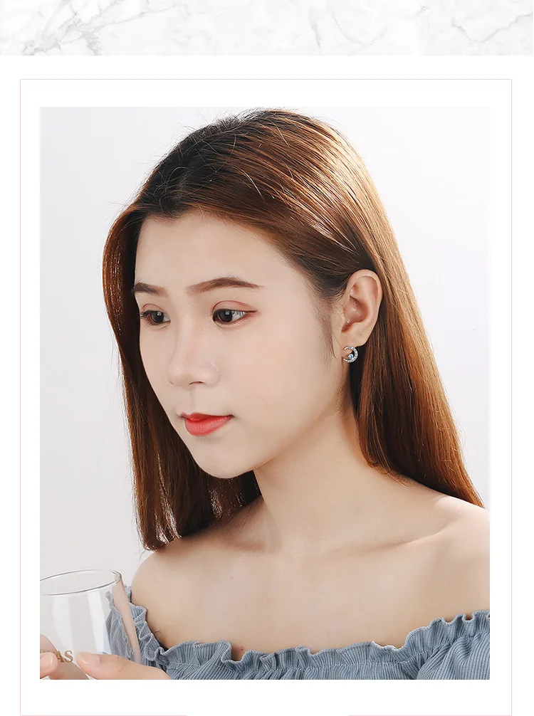 Женские сережки-гвоздики из стерлингового серебра 925 пробы с цирконием ААА