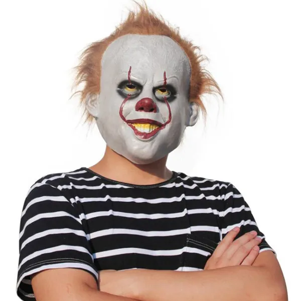 as photos Светодиодный маска клоуна Pennywise Stephen King's It Chapter Two Masque Movie шлем для косплея маски - Цвет: as photos