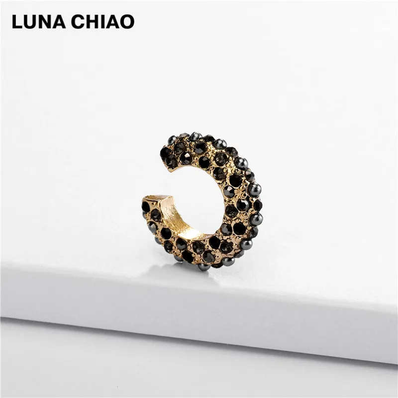 LUNA CHIAO Популярные хрустальные стразы металлические жемчужные манжеты для ушей штабелируемые манжеты Комплект сережек для женщин