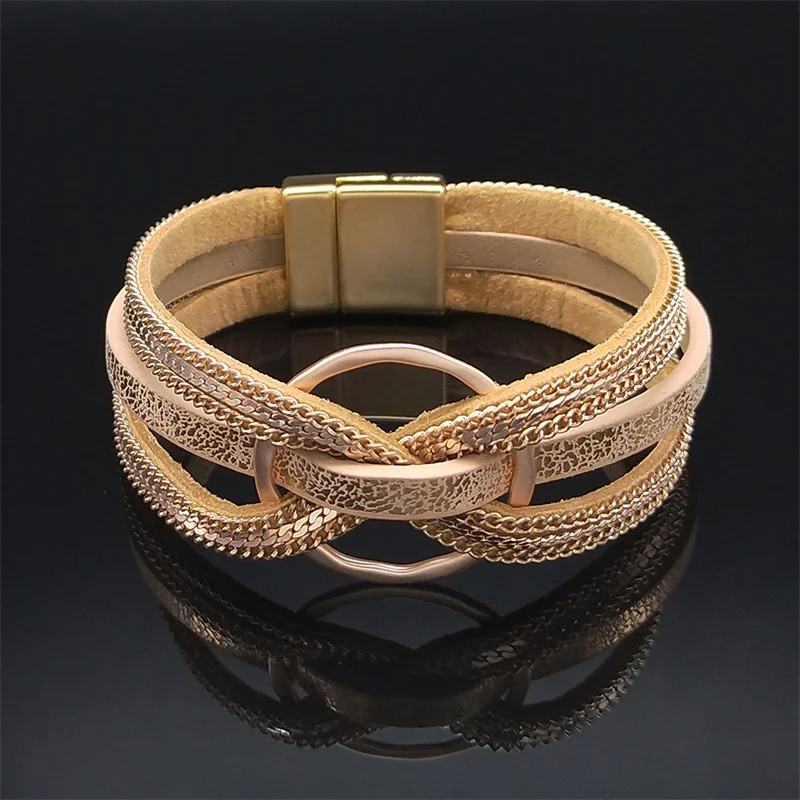 

2023 Bohemia Width Bracelet Chain for Women Multiple Layers Bangle Bracelet Women Gold Color Jewelry pulseira feminina BXH816S04
