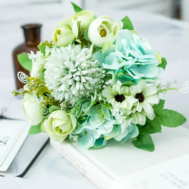 ФЛОН Искусственные цветы розы пионы Гортензия ветка Свадебные материалы