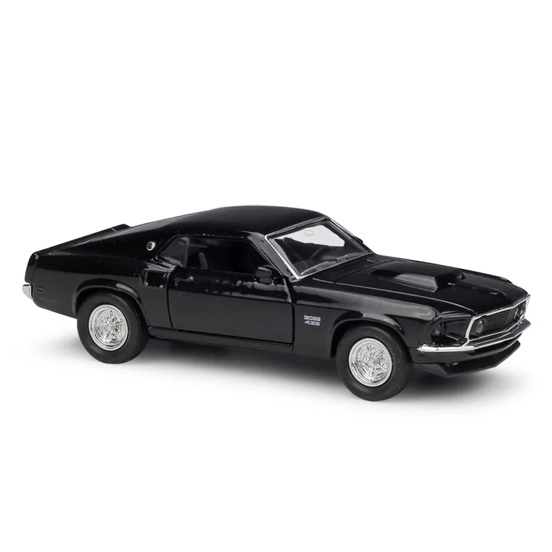Welly 1:36 оригинальная коробка 1969 Mustang Boss 429 черный купе Тяговая обратная машина