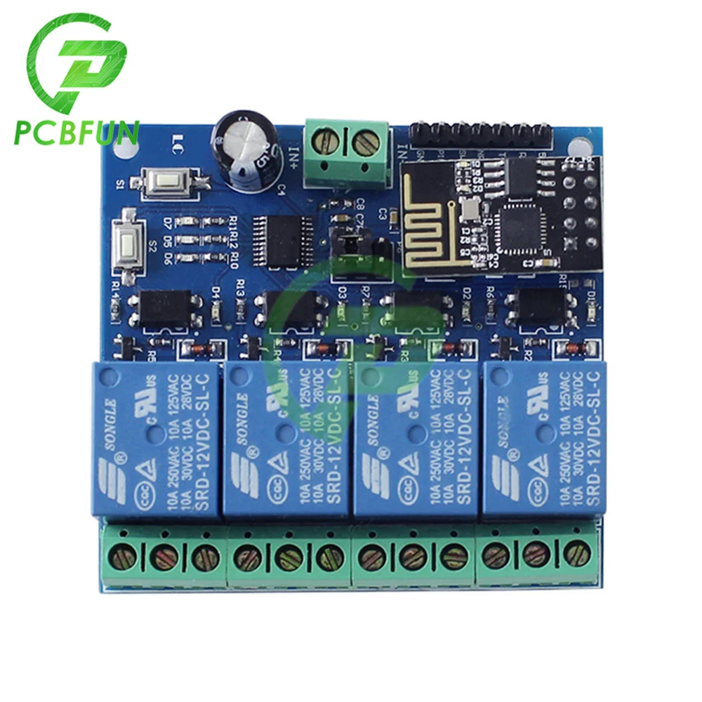 ESP8266 ESP-01 Wi-Fi релейный модуль 12 В постоянного тока 4-канальная Беспроводной с
