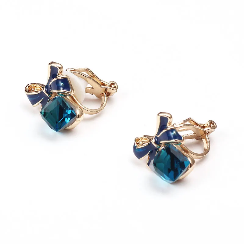 Crystal Clip On Earrings Women Trendy Without Piercing Stud No Hole Earring Rhinestone Ear Clips Jewelry | Украшения и аксессуары