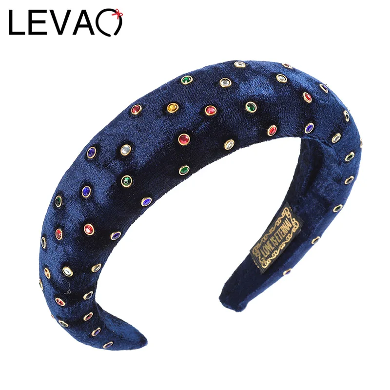 Женская фланелевая повязка на голову LEVAO с маленькими разноцветными кристаллами