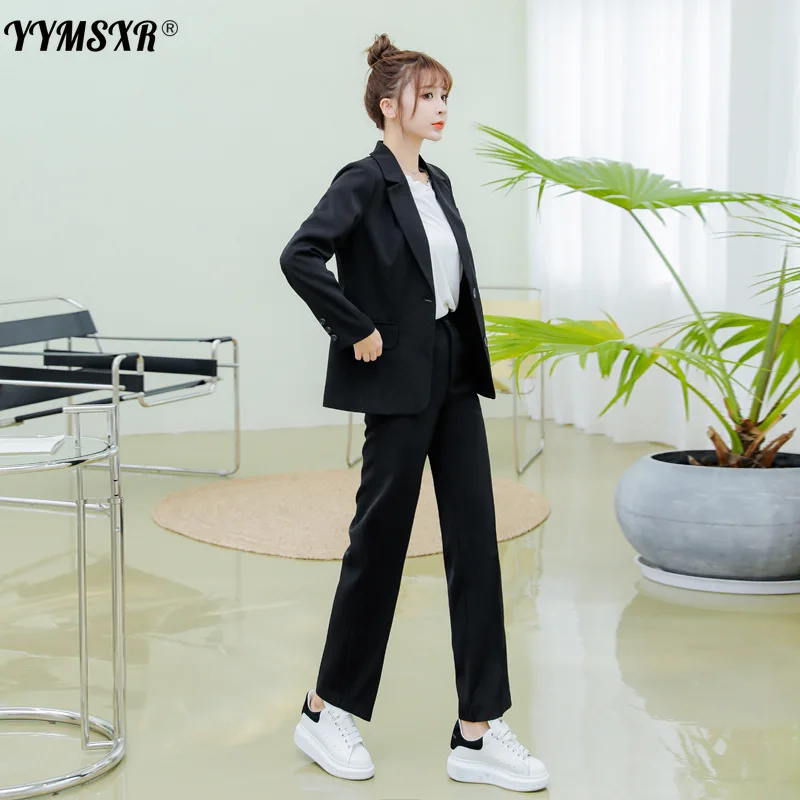 2022 New Autumn Office Women's Suit Casual High-waist Nine-point Pants Two-piece Professional Wear Temperament