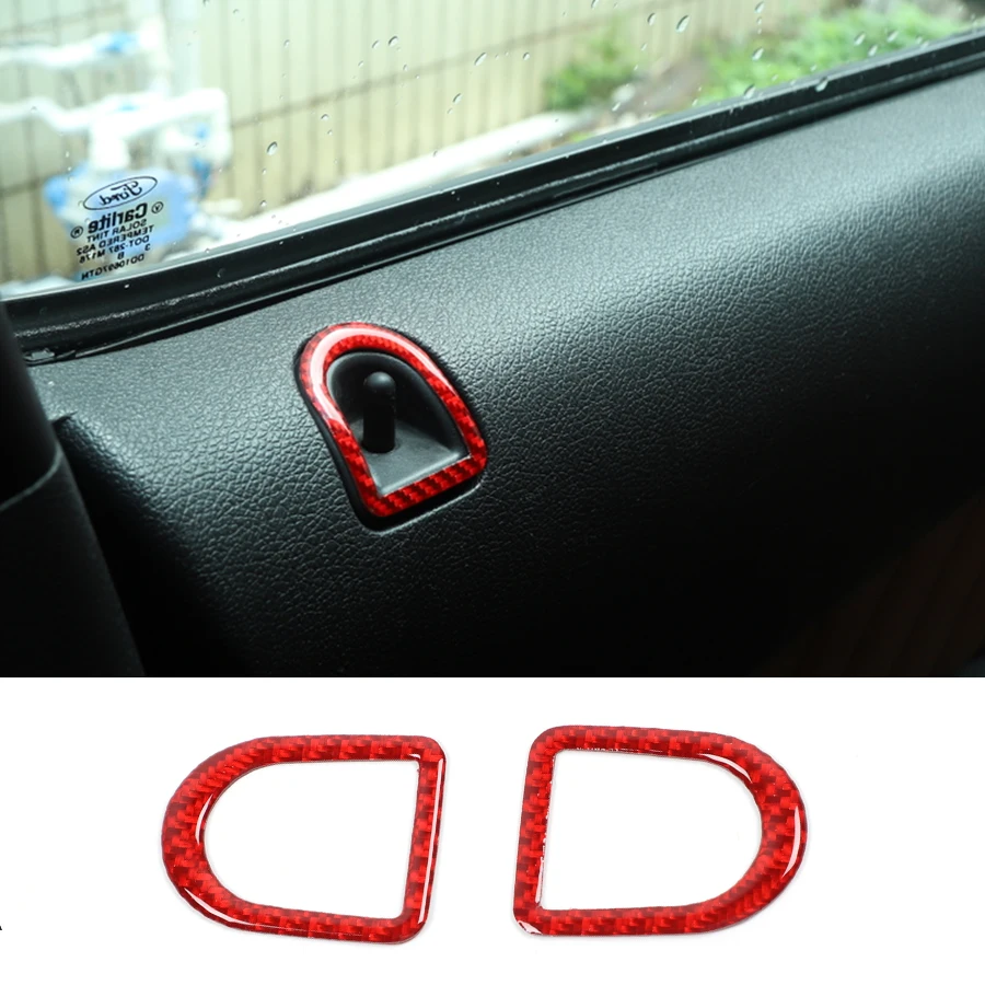 

2pcs/set Car Styling Carbon Fiber Door Lock Pin Trim Ring For Ford Mustang 2009-2013 Accessories