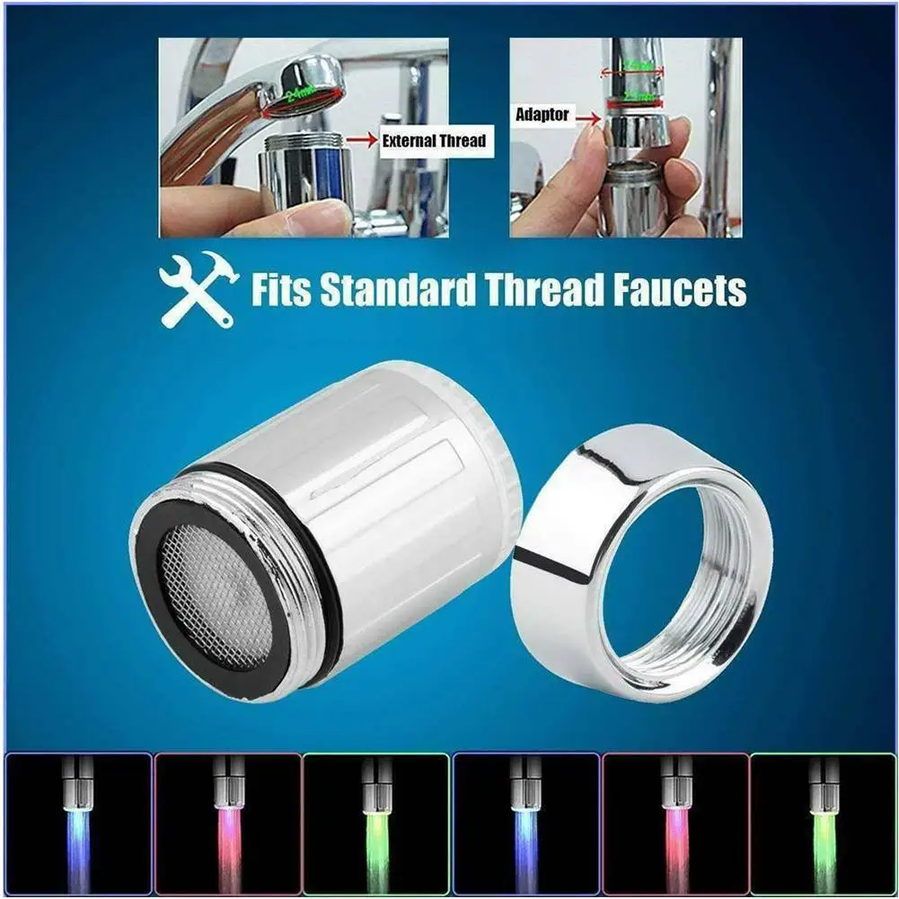 

Led Color-changing Faucet Stream Light MultiColors Automatically Changing Glow Shower Tap Head Kitchen Pressure Sensor