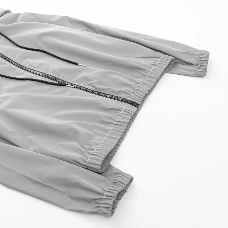 Insta куртка с капюшоном и кулиской на молнии Женская крутая серая Светоотражающая