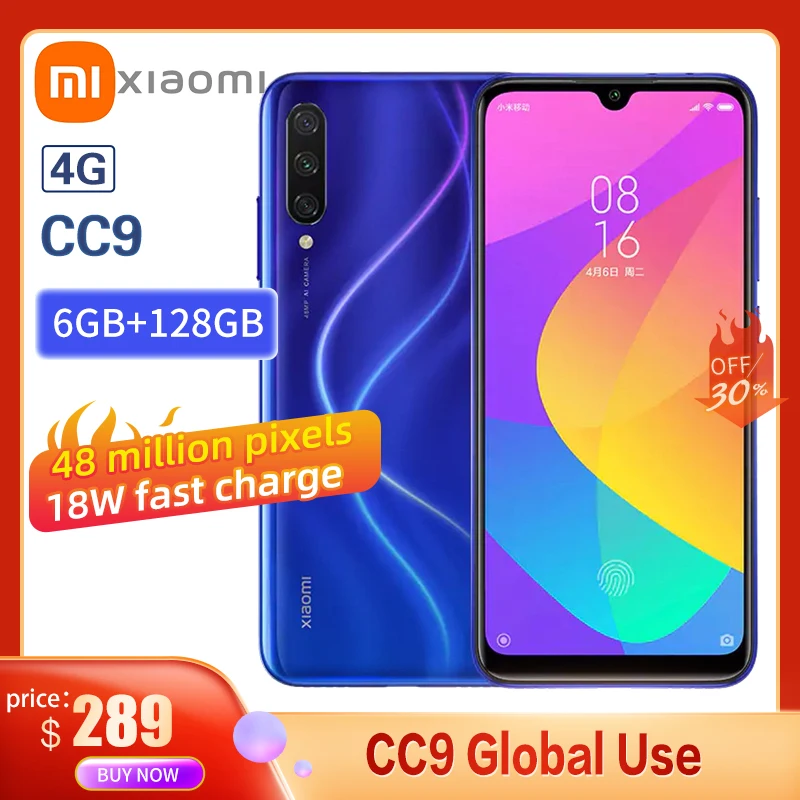 

Original Global Version Xiaomi Mi CC9 6GB 64GB/128GB Snapdragon 710 Smartphone Octa Core 6.3 48MP Triple Camera 4000mAh With NFC