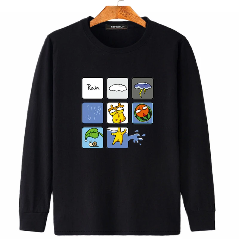 Большой Размеры Футболка мужская футболка с длинным рукавом принтом забавным