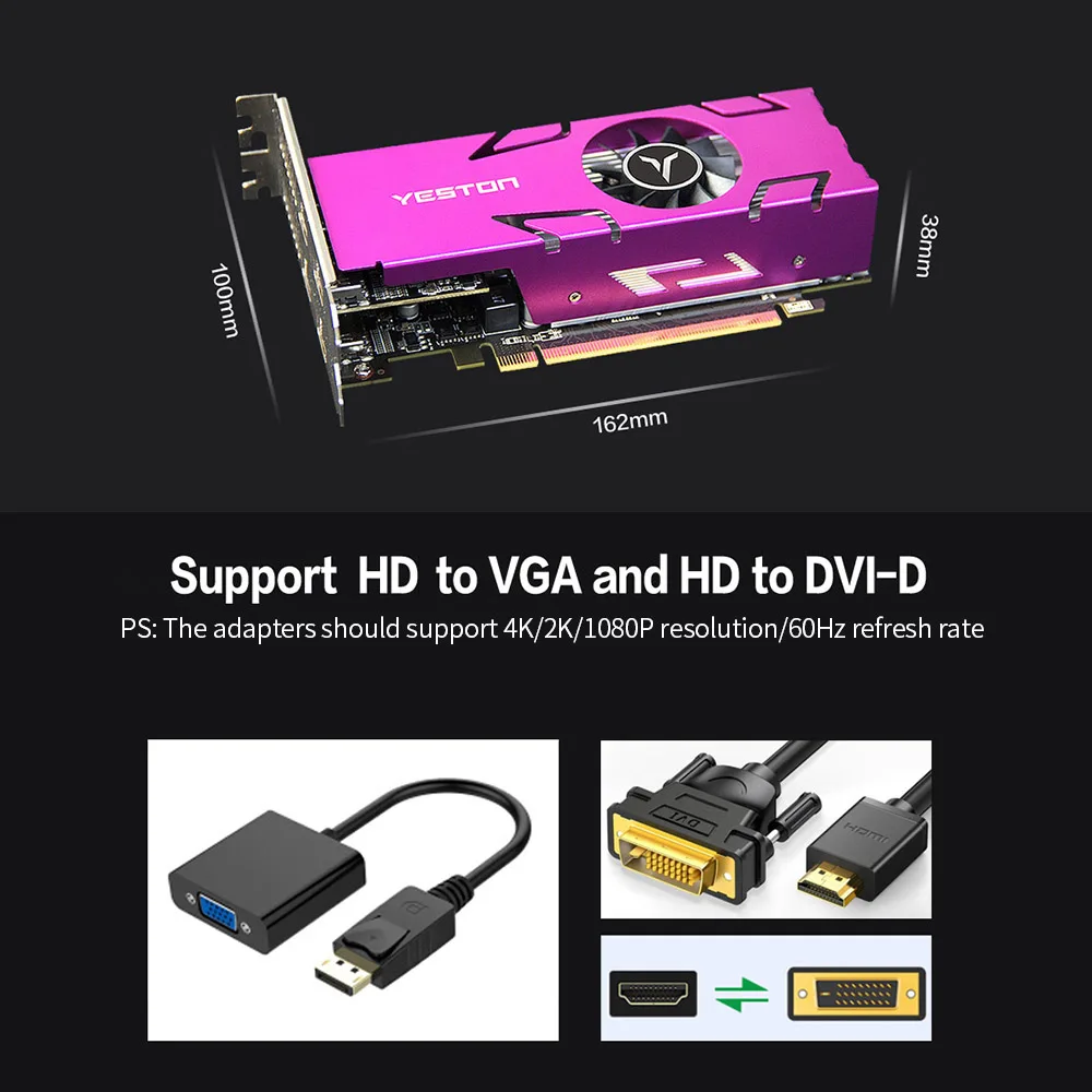 Yeston RX550-4G 4HD GA 4-экранная графическая карта 4 ГБ/128 бит/GDDR5 поддержка раздельного
