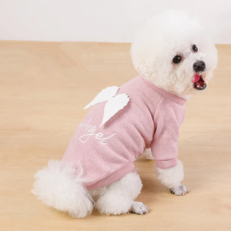 Зимняя одежда для собак маленьких 3D толстовки с крыльями ангела пальто куртка